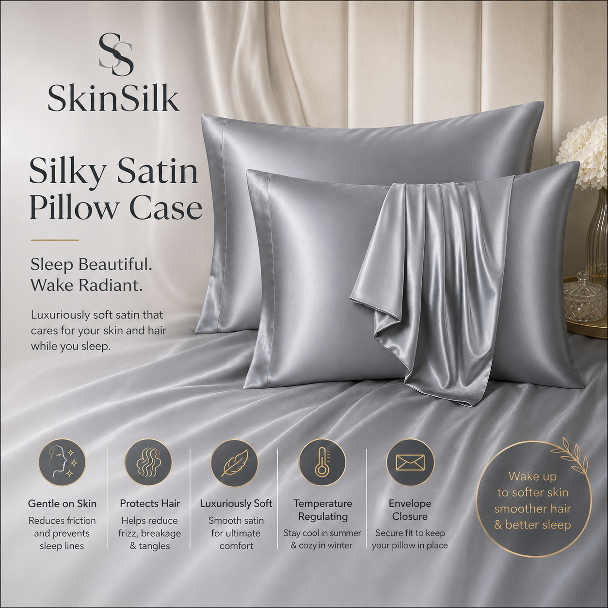 SkinSilk - Silky Satin Pillow Case