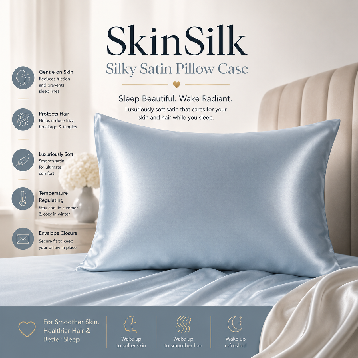 SkinSilk - Silky Satin Pillow Case
